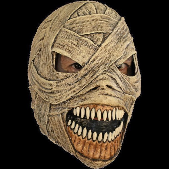 Deluxe Evil Mummy Adult Latex Mask Fangs Egypt Halloween Costume Prop Gauze Wrap