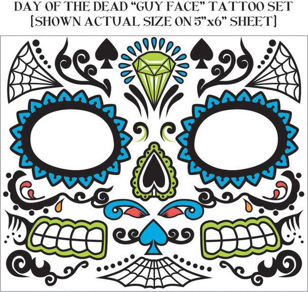 Day Of The Dead Men Facial Tattoos Adult Make-up Cindo de Mayo Costume Accessory