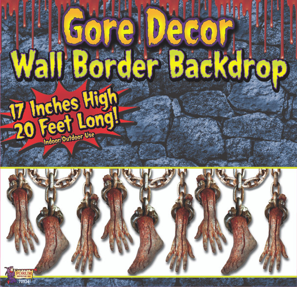 20ft. Bloody Limbs Wall Border Gore Decoration Decor Indoor Outdoor Backdrop