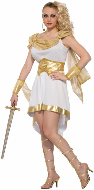 Women's Miss Mt. Olympus Costume Fancy Dress White Gold Ladies Roman Cleopatra