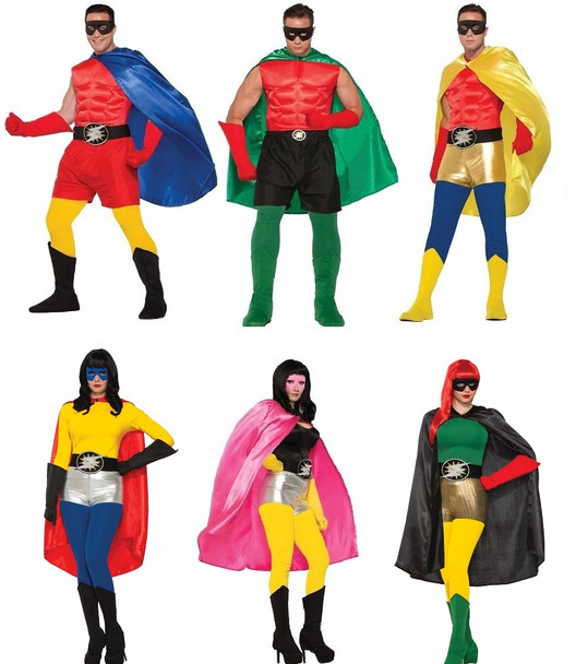 Adult Super Hero Costume Cape Men Women Halloween Villain Magician Phantom