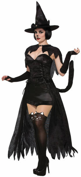 Black Cat Wicked Kitten Kitty Witch Adult Women's Halloween Costume Fancy Dress