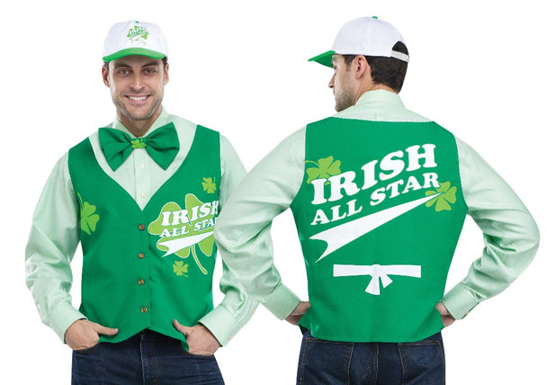 St. Patrick's Day Irish All-Star Instant Costume Adult Costume Vest Bow Tie Hat