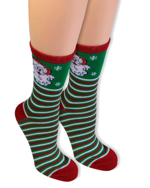 Ugly Santa Claus Crew Socks Striped Christmas Costume Accessory Adult Elf Xmas