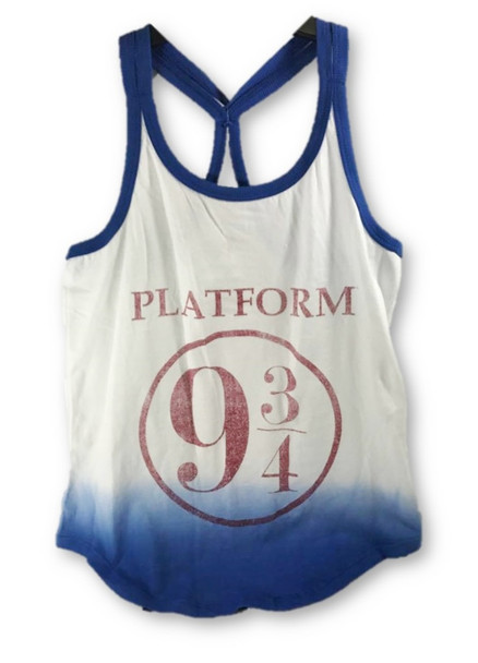 Harry Potter Platform 9 3/4 Dip Dye Strappy Racerback Junior Tank Top Small Blue