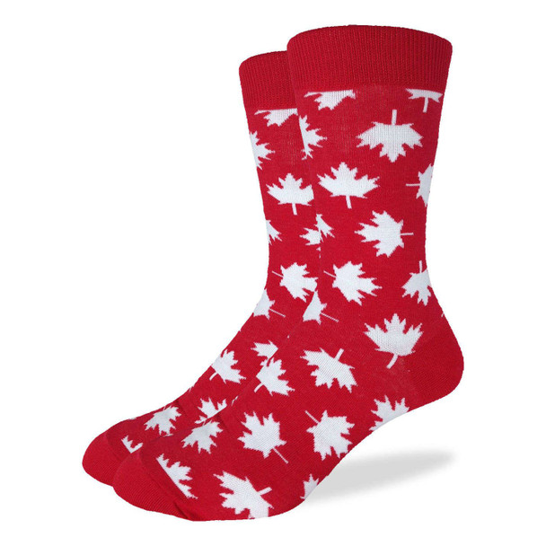 Good Luck Sock Canadian Maple Leaf Crew Socks Adult Mens King Shoe Size 13-17