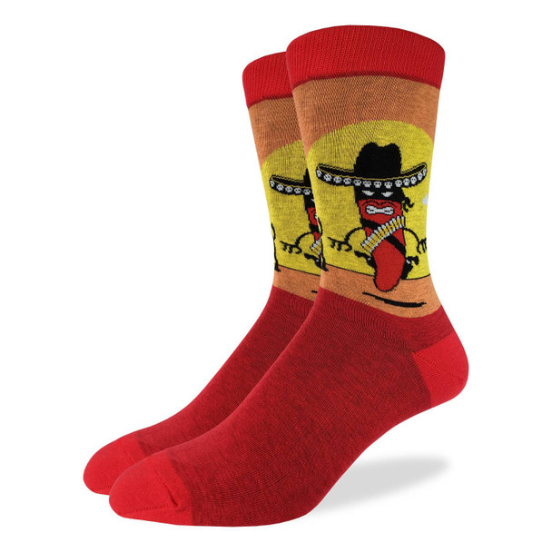 Good Luck Sock Red Hot Chili Pepper Crew Sock Adult Shoe Size 7-12 Cindo De Mayo