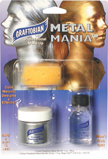 Graftobian Metal Mania Silver Metallic Professional Powder Face & Body Makeup