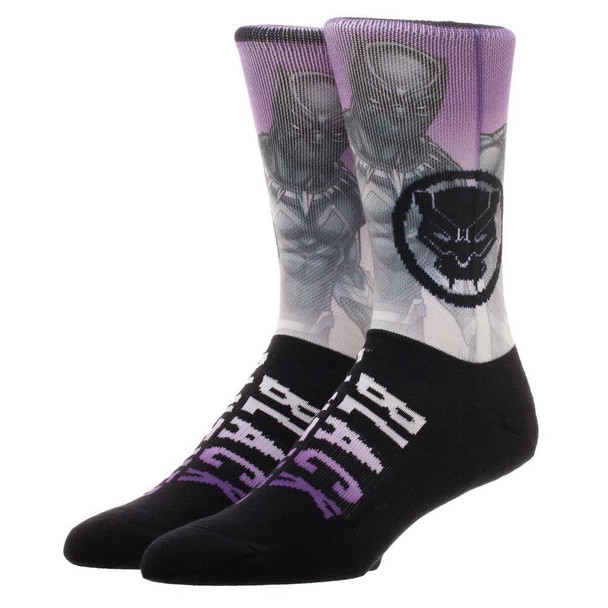 Marvel Black Panther Sublimated Crew Socks Over Knit T'Challa Adult Mens OS