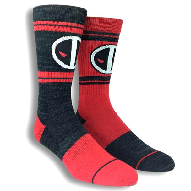 Marvel Comics Deadpool Movie Athletic Reverse Crew Socks Adult Mens Size 10-13