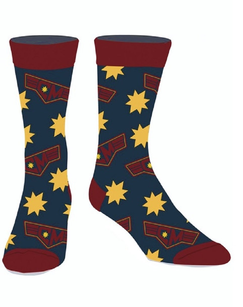 Captain Marvel Icon Casual Crew Socks Superhero Licensed Adult Mens 10-13