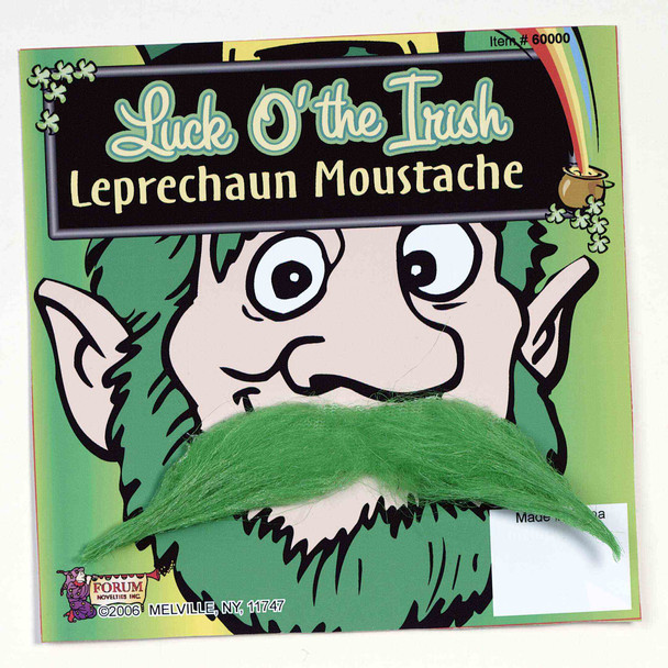 Luck O' The Irish Leprechaun Moustache St. Patricks Day Green Self Adhesive