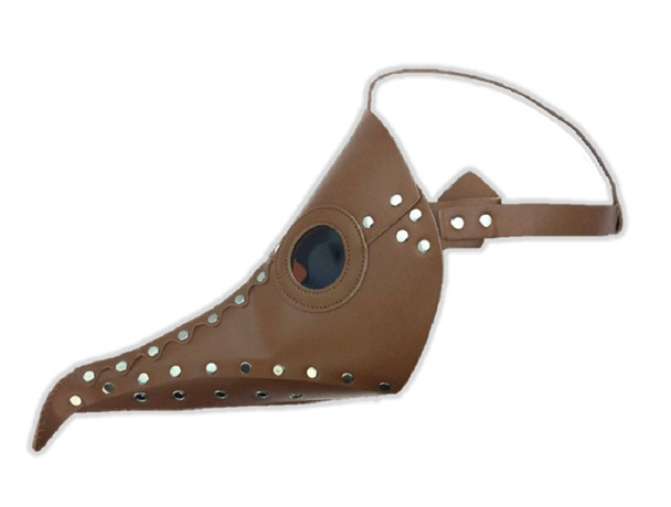 Brown Steampunk Mask PU Leather Silver Rivet Dr. Peste Plague Curved Beak Nose