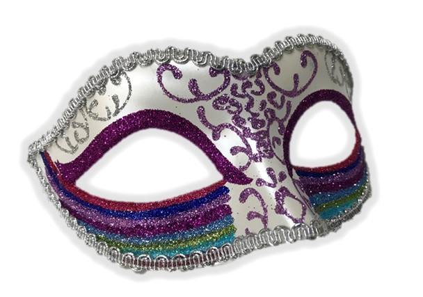 Rainbow Half Eye Mask Masquerade Pride Parade Costume Accessory Glitter C