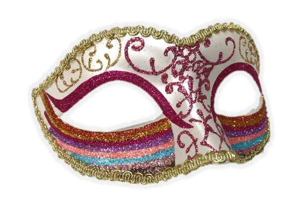 Rainbow Half Eye Mask Masquerade Pride Parade Costume Accessory Glitter D