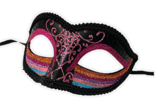 Glittery Rainbow Half Eye Mask Masquerade Pride Parade Costume Accessory B