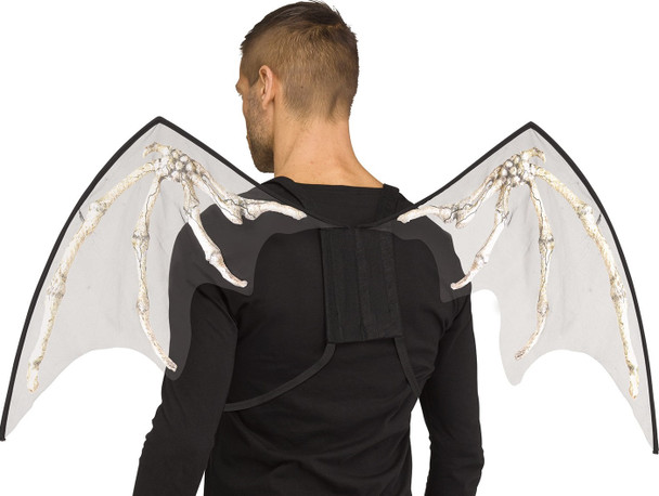 Black Skele-Bone Wings Bat Goth Dark Angel Halloween Cosplay Accessory