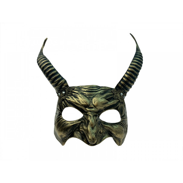 Gold Horns Devil Half Mask Evil Demon Animal Adult Horns Mystical Creature