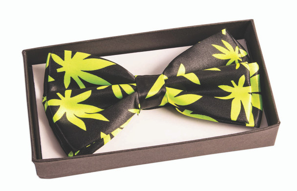 Marijuana Bowtie 60s 70s Pot Leaves Weed Bow Tie Adult Novelty Costume Accessory