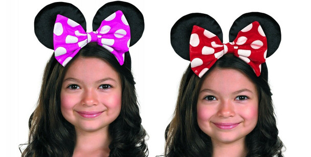 Licensed Disney Junior Minnie Mouse Headband With Ears Reversible Bow Child Size