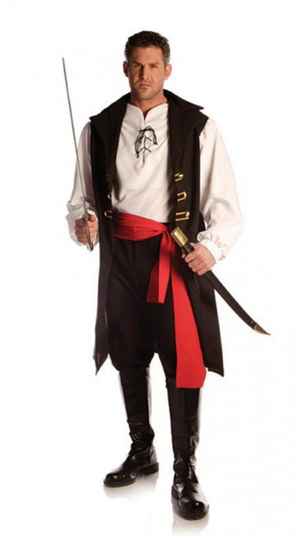 Captain Cutthroat Pirate Carribean Buccaneer Adult Mens Plus Size Costume XXL