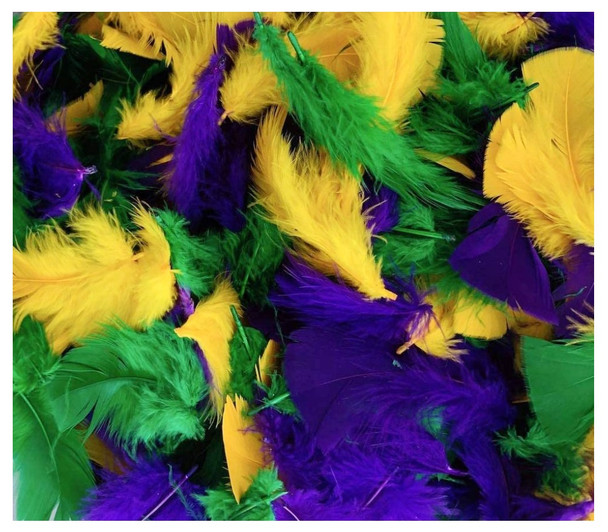 Mardi Gras A+++ Quality Turkey Plummage 3-5" Feathers Purple Green Yellow