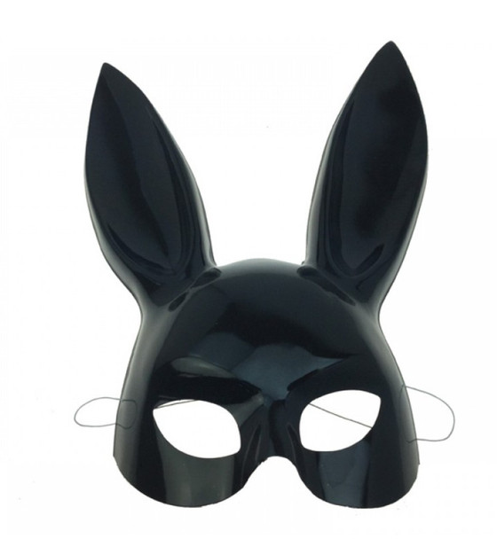 Black Bunny Rabbit Plastic Half Mask Adult Animal Easter Costume Accessory Hare