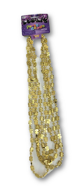 Dollar Sign Golden Mardi Gras Beads Beads Pimp Necklaces Metallic 4 pcs.