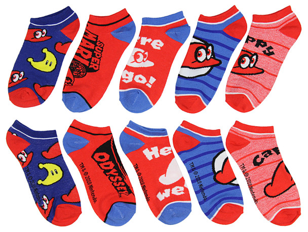 Nintendo Super Mario Bros. Odyssey Junior Ankle Socks Brothers Cappy Hat 5 Pairs