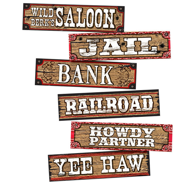 Wild West Western 3 Two Sided Street Signs Party Supply Cardstock Wall Decor