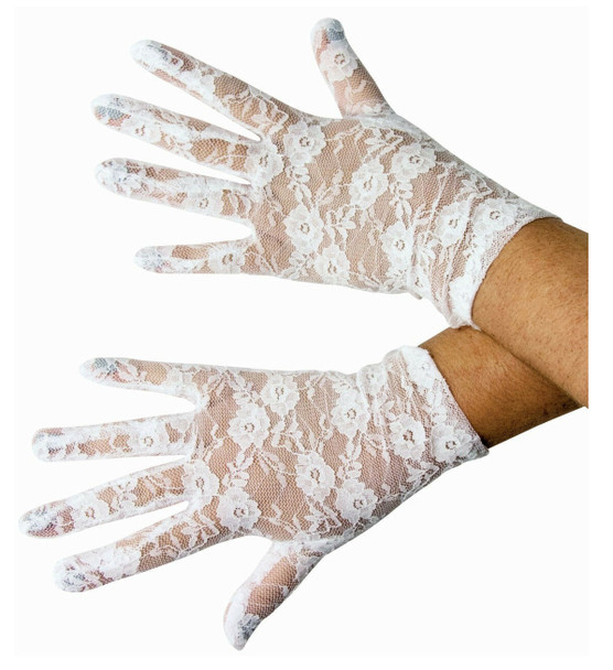 Short White Lace Gloves Bridal 1980s Retro Womens Costume Accessory