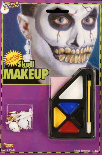 Skull Makeup Kit Skeleton Earring Included Halloween Costume Accessory