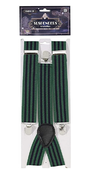 Roaring 20's Blue & Green Striped Suspenders Adult Mens Costume Accessory