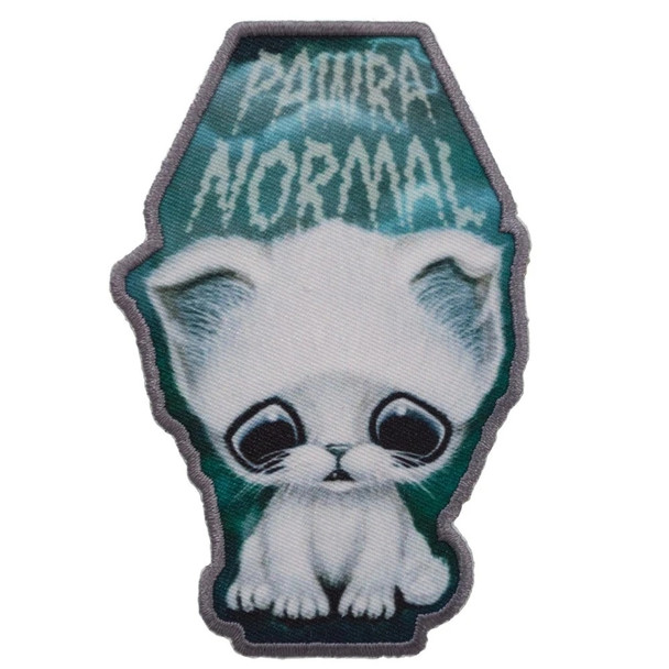 Kreepsville Sugarfueled Ghost Cat Patch Kitten Embroidered Iron On Applique