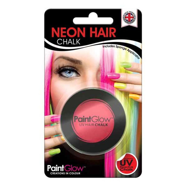 Paint Glow Neon Red Hair Chalk UV Reactive with Sponge Festival Streaks