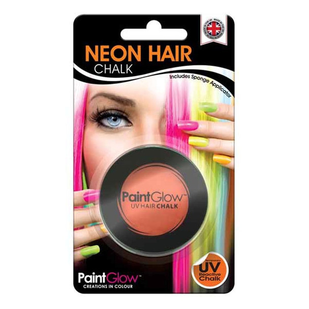 Paint Glow Neon Orange Hair Chalk UV Reactive with Sponge Festival Streaks