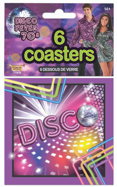 Disco Dance Party 70's Drink Coasters Birthday Party Decor Tableware 6pcs/pk