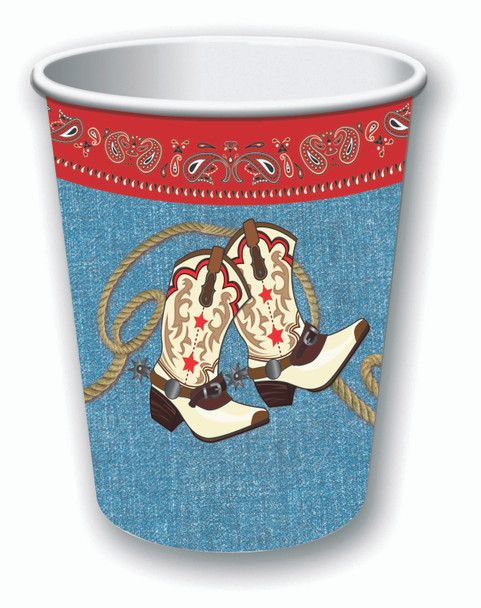 Way Out West Western Cowboy Beverage Cups Birthday Party Decor Tableware 8pc/pk