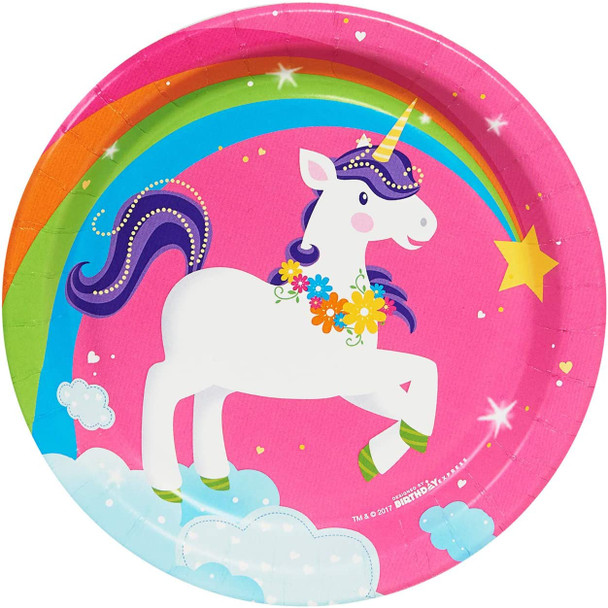 Unicorn Fantasy Dessert Cake Paper Plates Birthday Party Decor Tableware 8pc/pk