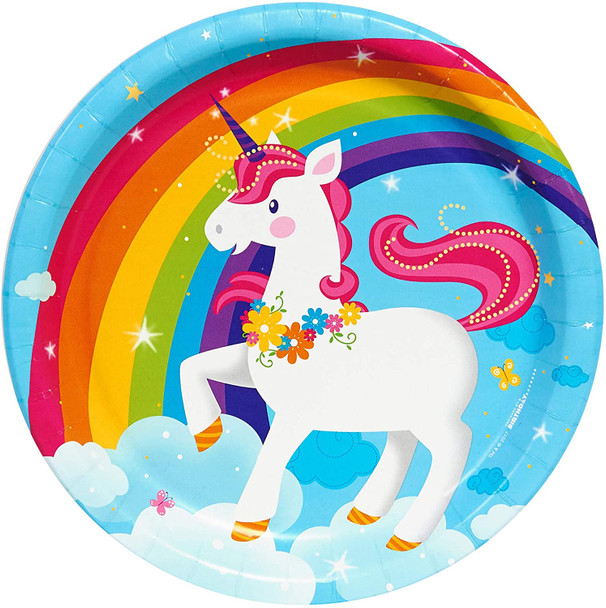 Unicorn Fantasy Dinner Paper Plates Birthday Party Decor Tableware 8pc/pk