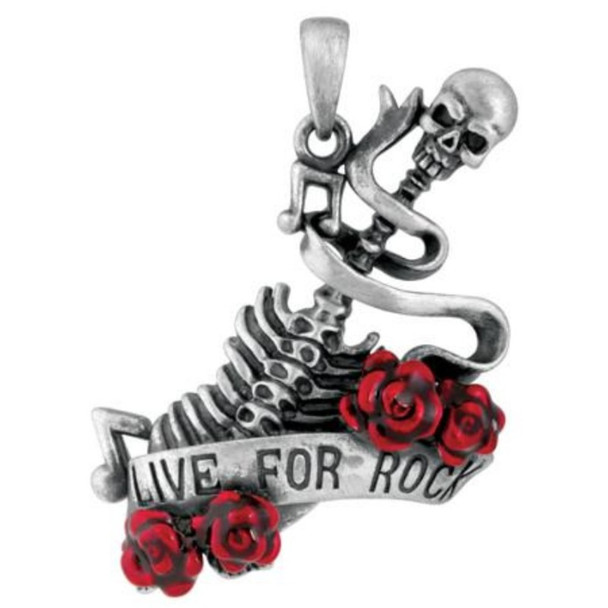 Pacific Giftware Live for Rock n' Roll Skeleton Pewter Pendant Necklace Jewelry