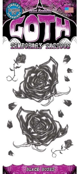 Tinsley Transfers Gothic Black Roses Temporary Tattoo Halloween Makeup