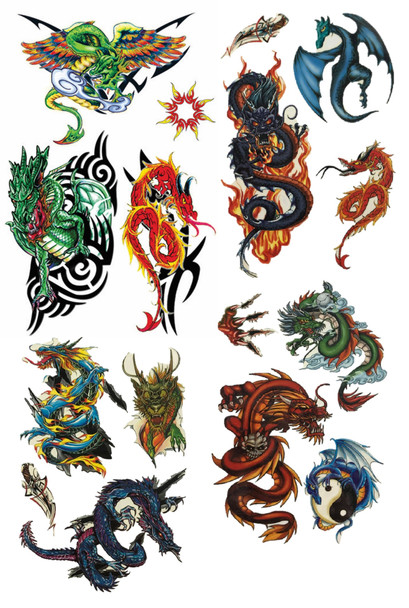 Lot Of 16 Dragon Assorted Temporary Tattoos Fake Body Art Halloween Makeup