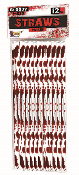 Bloody Mess Blood Soaked Sipping Straws Halloween Party Decor Horror Scene 12pcs