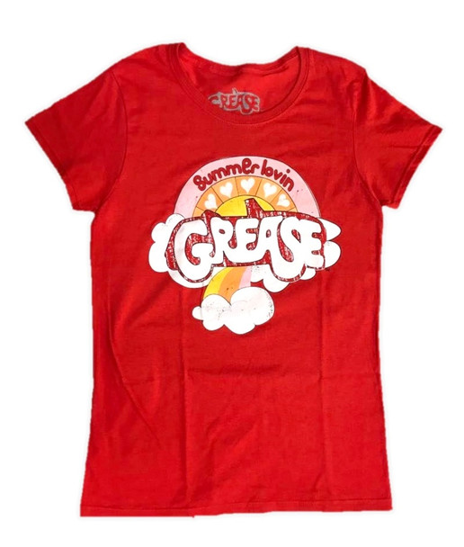 Grease Lightning Red Junior T-Shirt Women's Summer Lovin' Licensed Tee LARGE