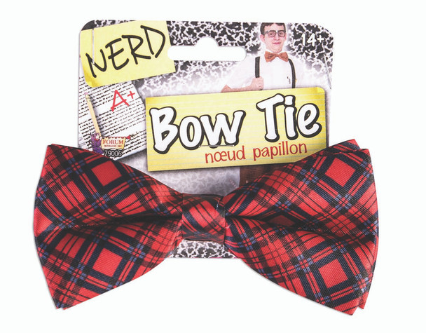 Nerd Red Plaid Bow Tie Halloween Adult Costume Accessory Bowtie Adjustable