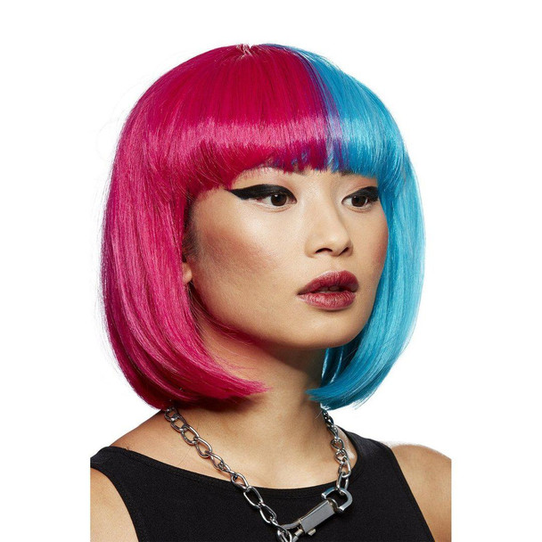 Smiffys Manic Panic Glam Doll Blue Valentine Short Bob Wig Heat Styleable