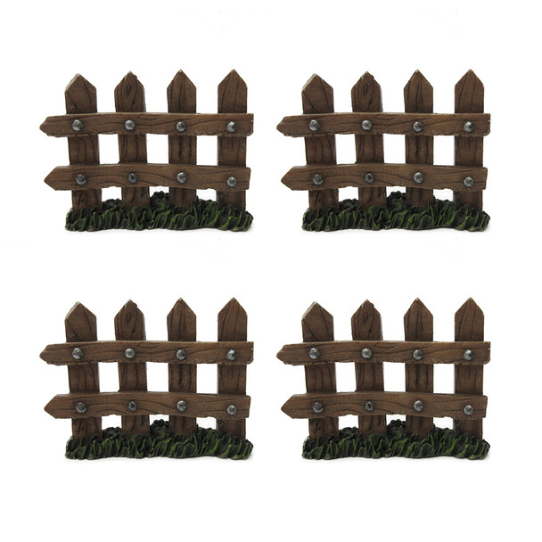 Pacific Giftware Mini Fairy Garden Wooden Fence Pack Of 4 Decorative Fairyland