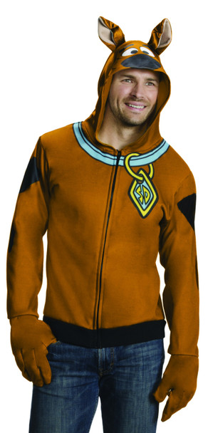 Scooby-Doo Adult Hoodie Costume Dog Sweater with Gloves Mystery Solvers