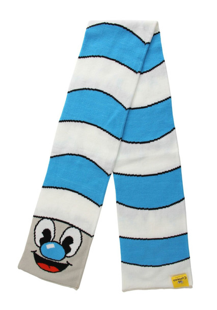 Cuphead Don't Deal With The Devil Mugman Blue Striped Knit Scarf
